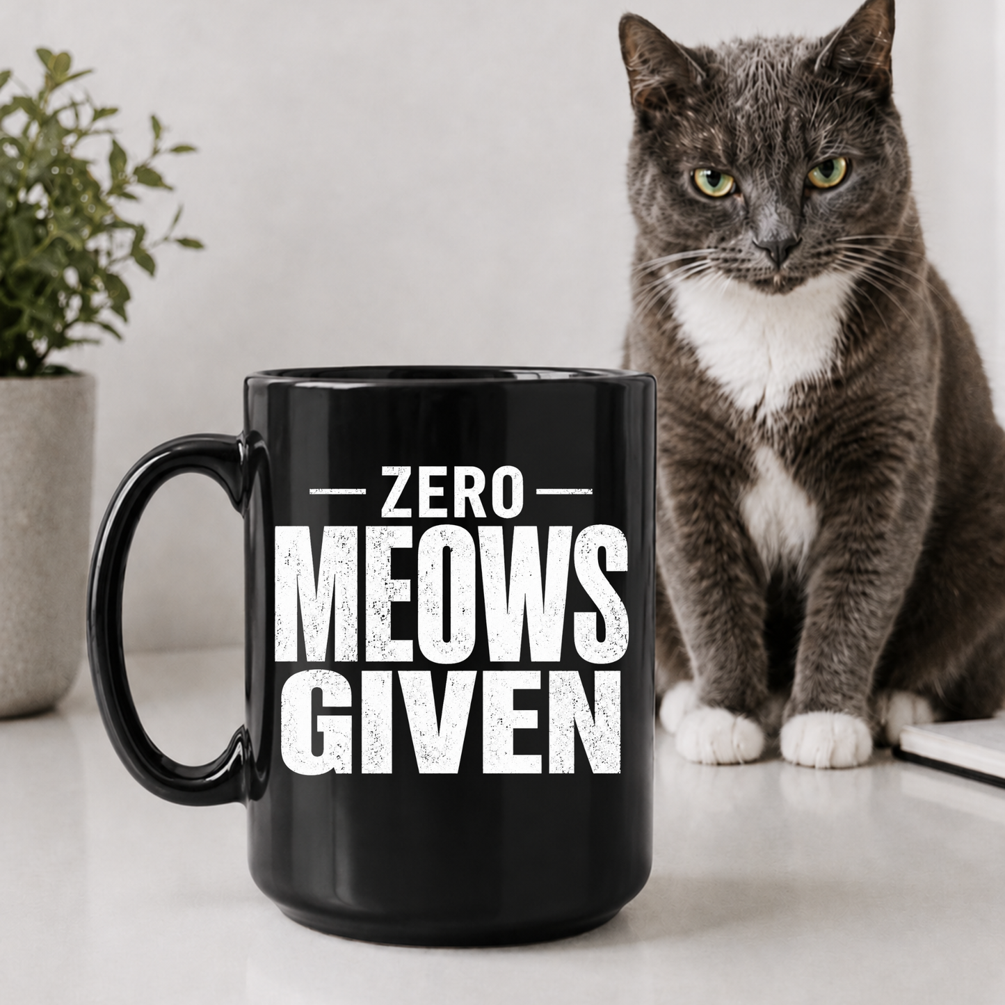 Zero Meows Given Black Mug