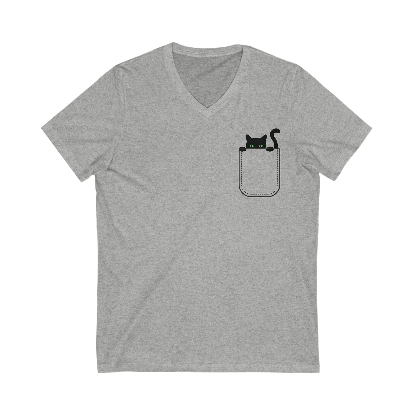 Pocket Cat Jersey Short Sleeve V-Neck Tee