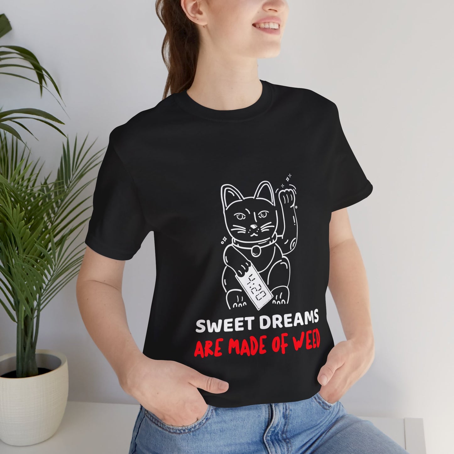 Sweet Dreams Are Made of Weed Tee – Funny Lucky Cat Shirt