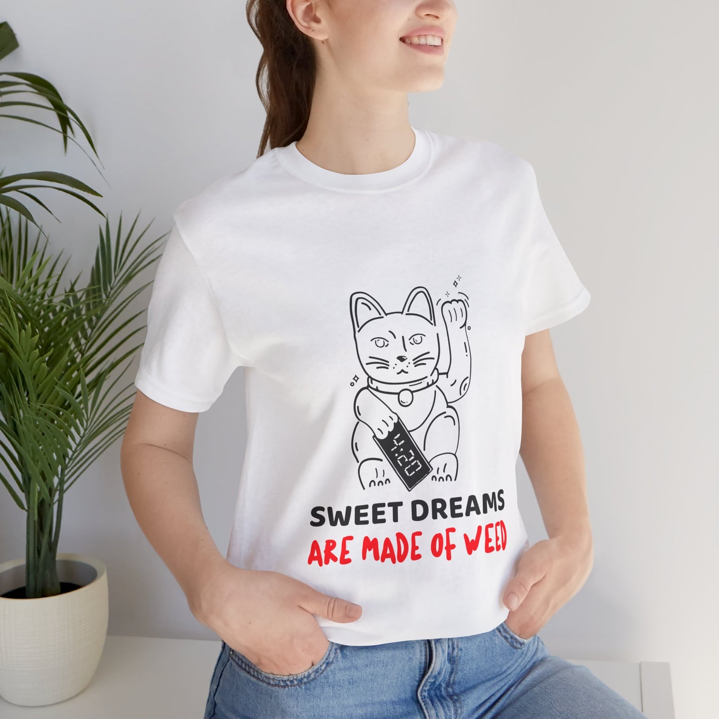 Sweet Dreams Are Made of Weed Tee – Funny Lucky Cat Shirt