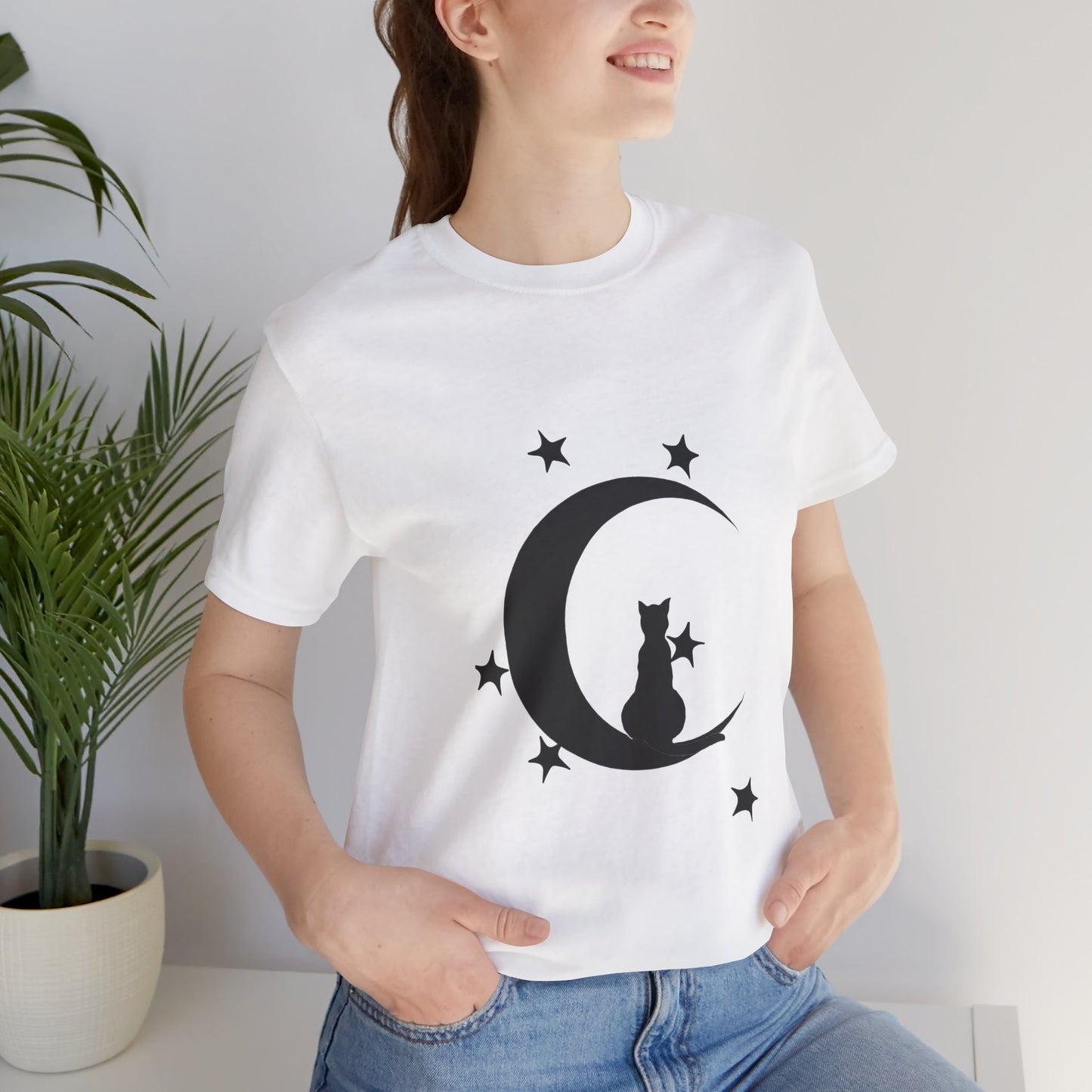 Moonlit Cat Tee – Celestial Vibes for Cat Lovers