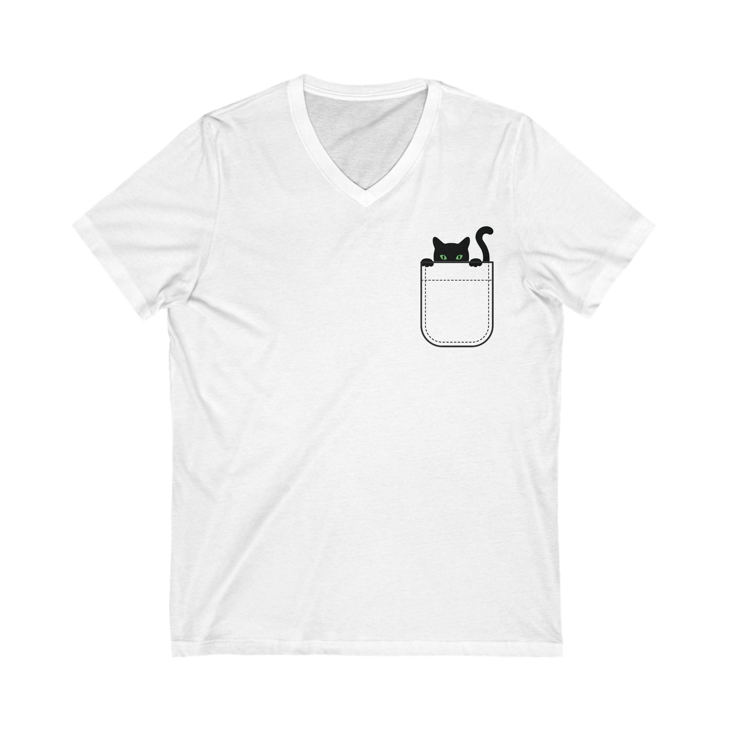 Pocket Cat Jersey Short Sleeve V-Neck Tee